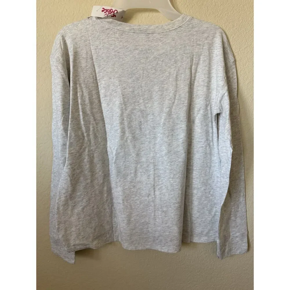 Lot Of 2 Justice Gray Purple Unicorn Cat Girls’ Long Sleeve Girls Top Size 14/16